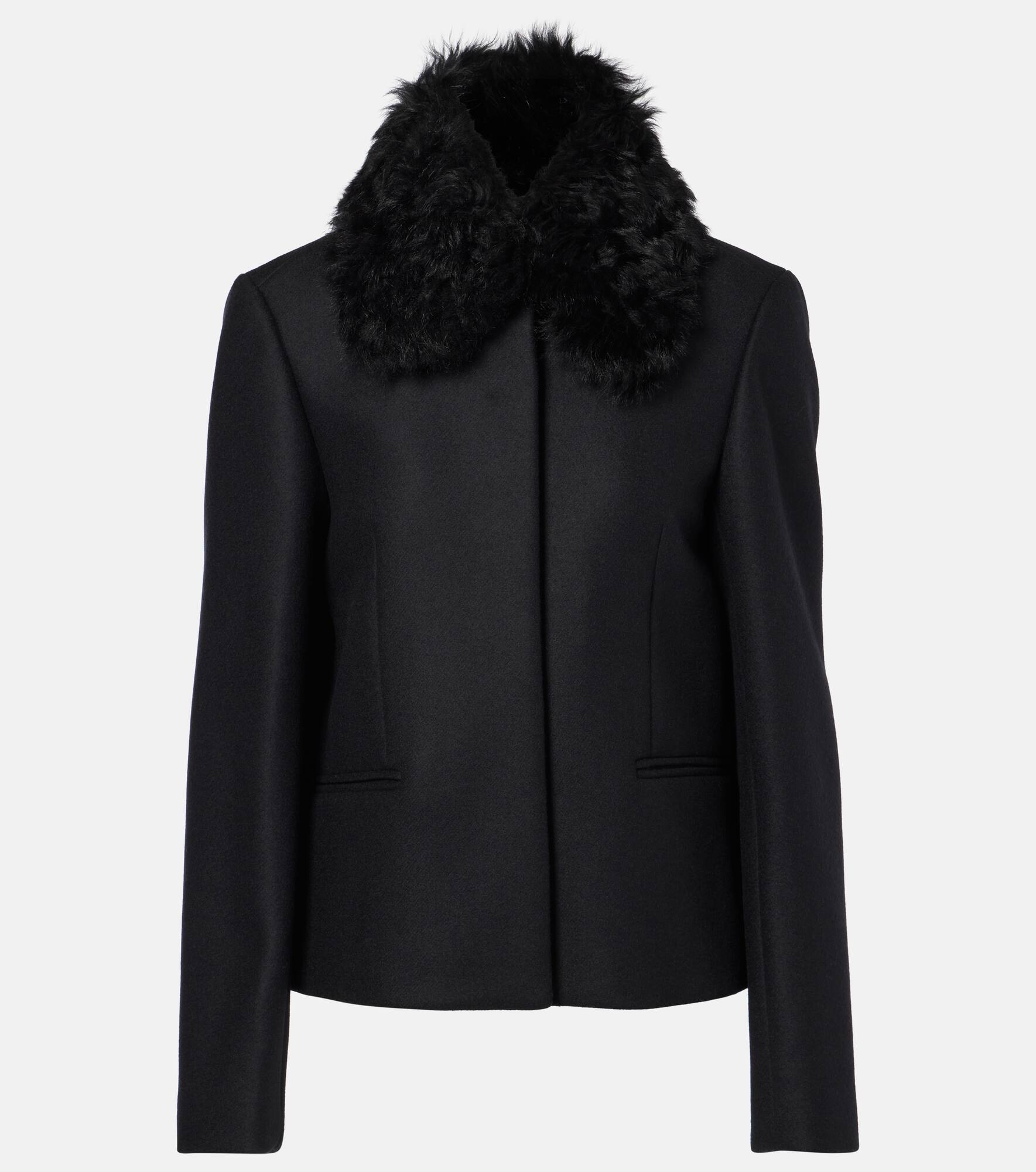 Shearling-trimmed wool-blend jacket - 1
