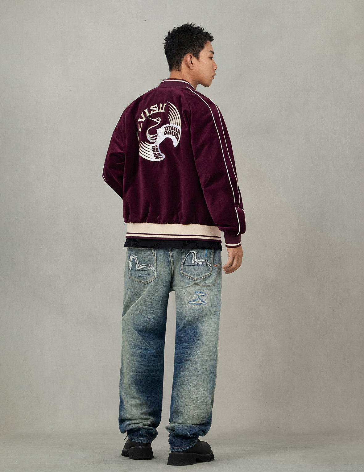 Crane and Logo Embroidery Regular Fit Reversible Bomber Jacket - 6