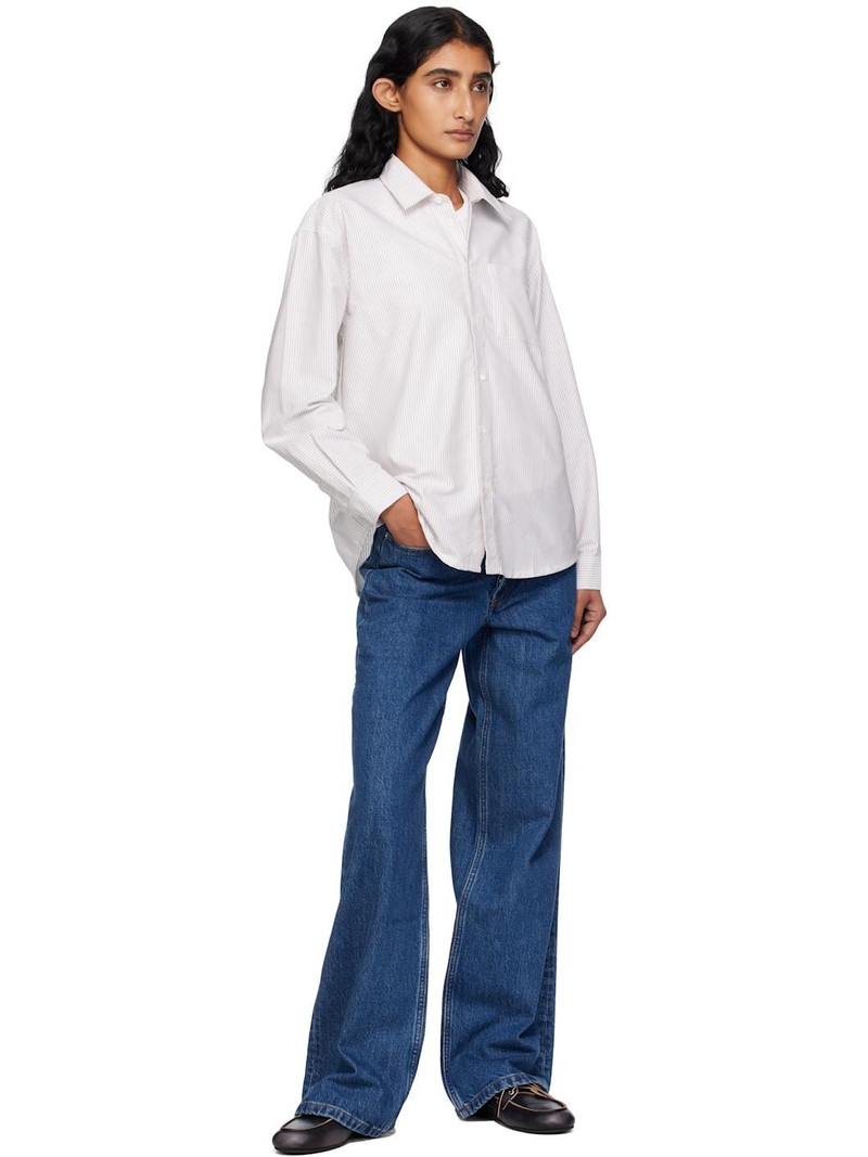 A.P.C. White & Beige Logo Boyfriend Shirt outlook