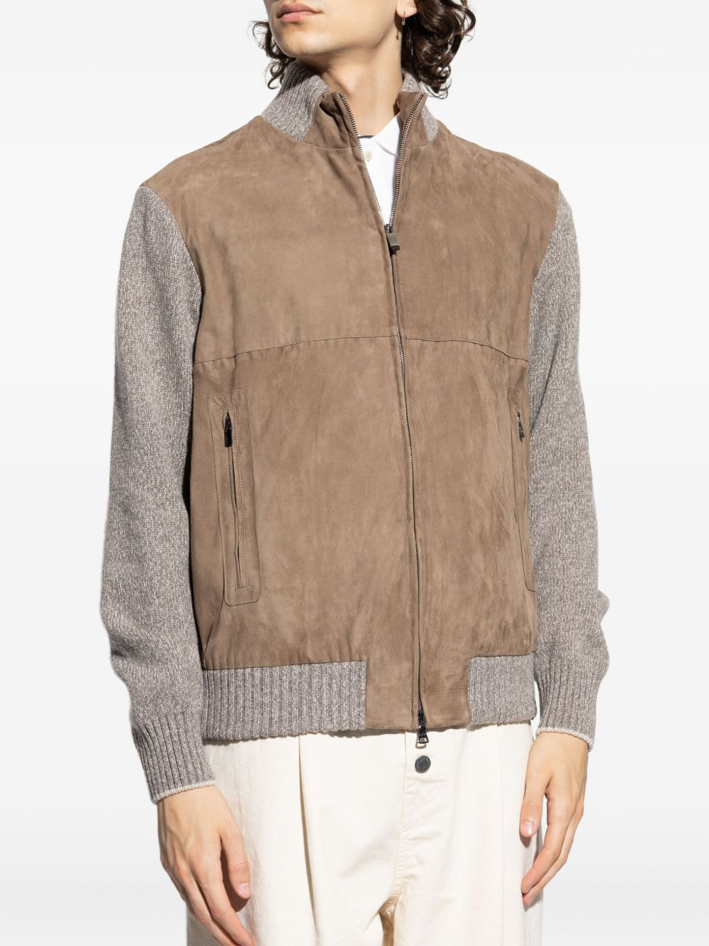 suede wool-paneled bomber jacket - 3