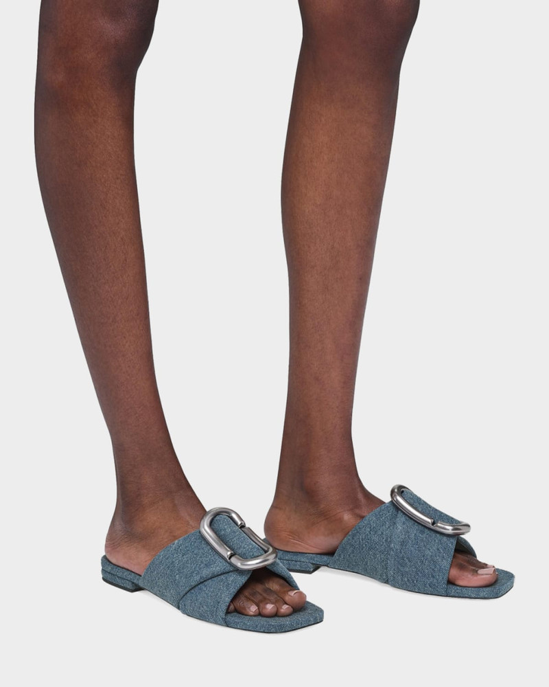 Marc Jacobs The Criss Cross Denim Flat Slide Sandals outlook