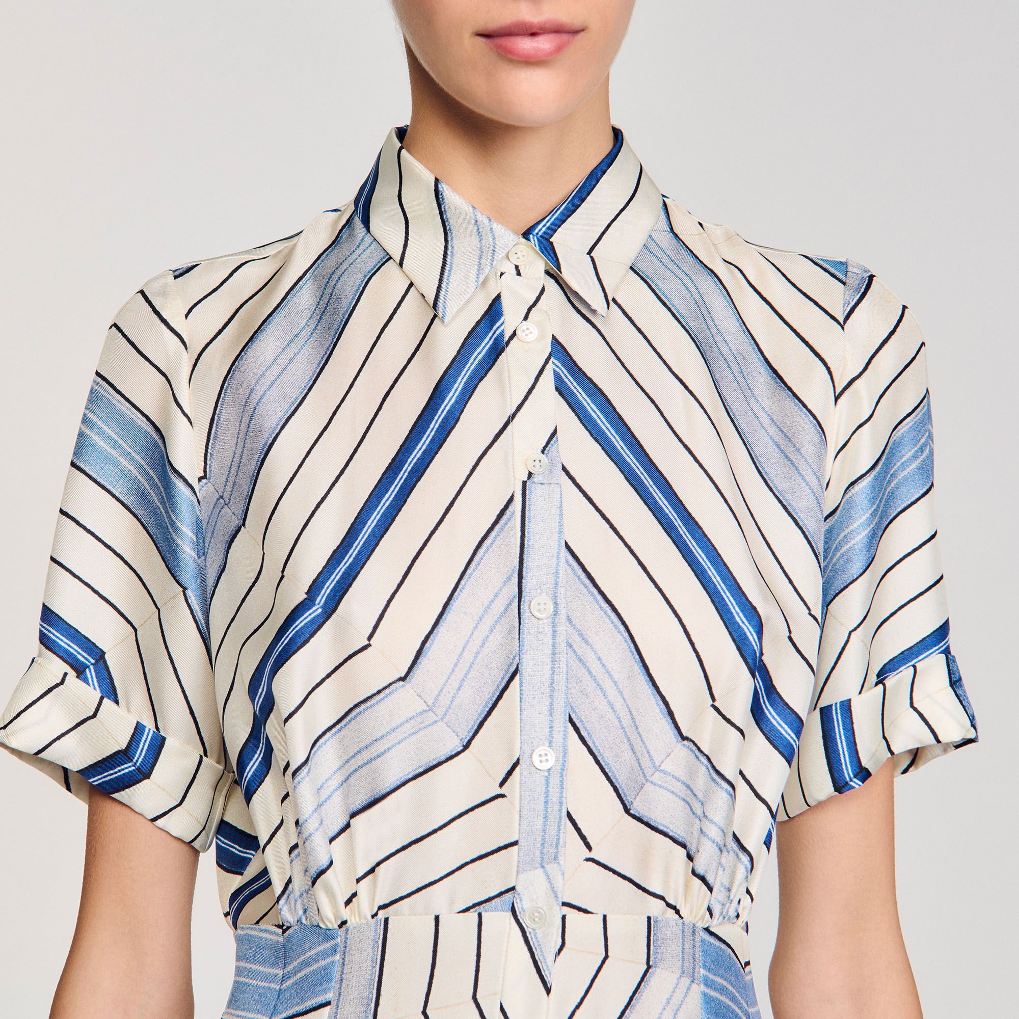 SPIRAL-MOTIF SILK MIDI DRESS - 3