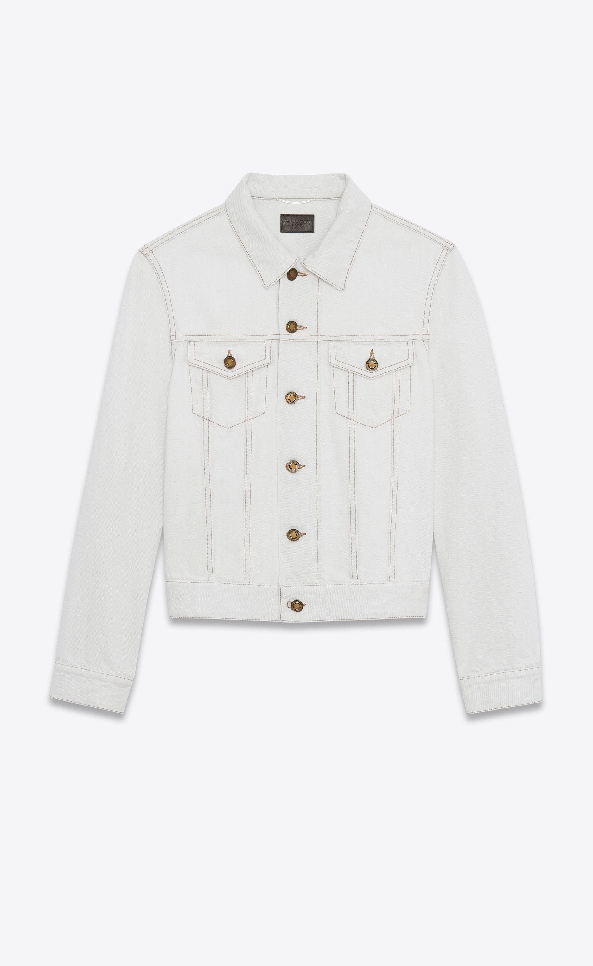 fitted jacket in gray off-white denim - 1