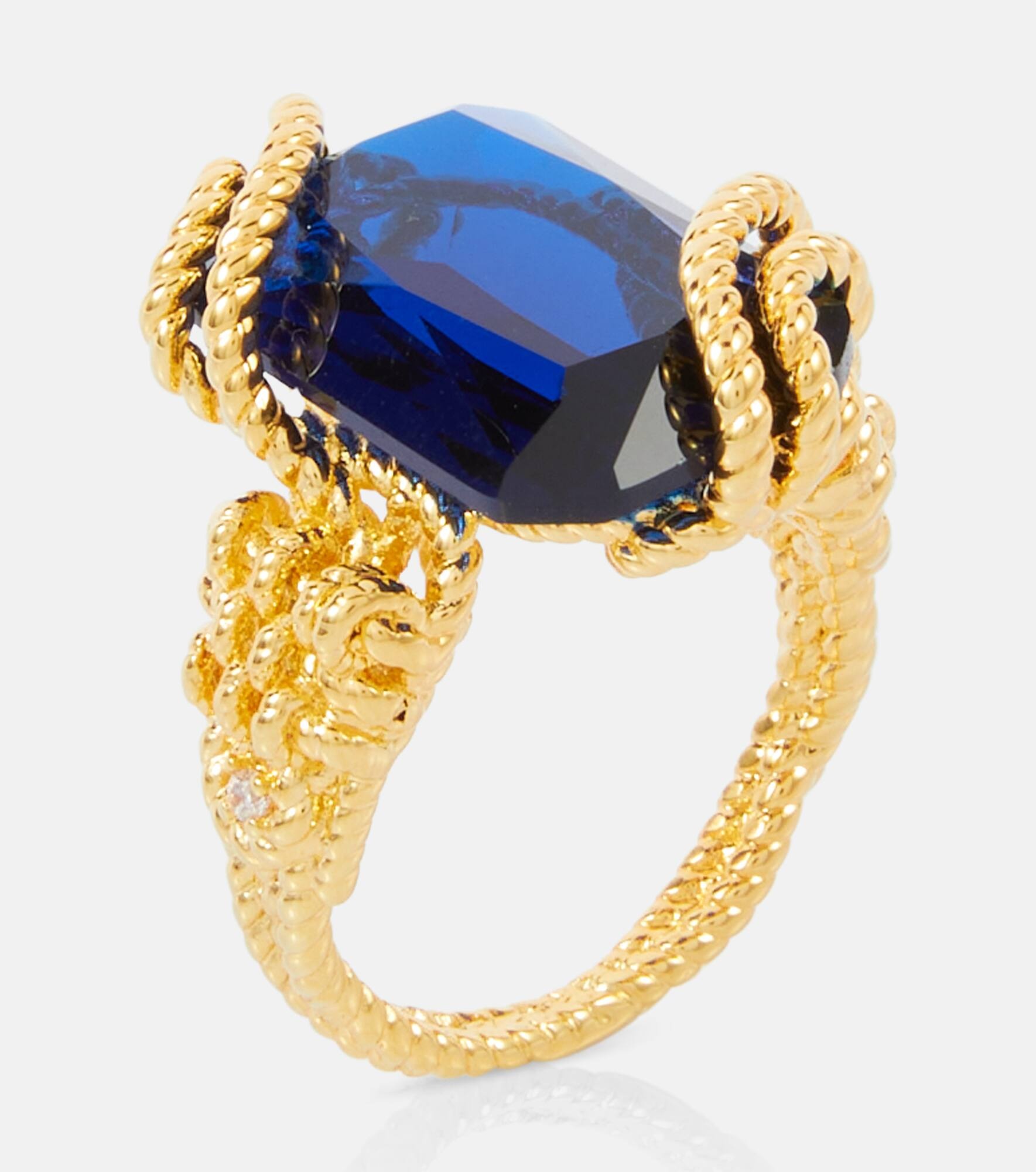 Bloom embellished gold-plated ring - 4