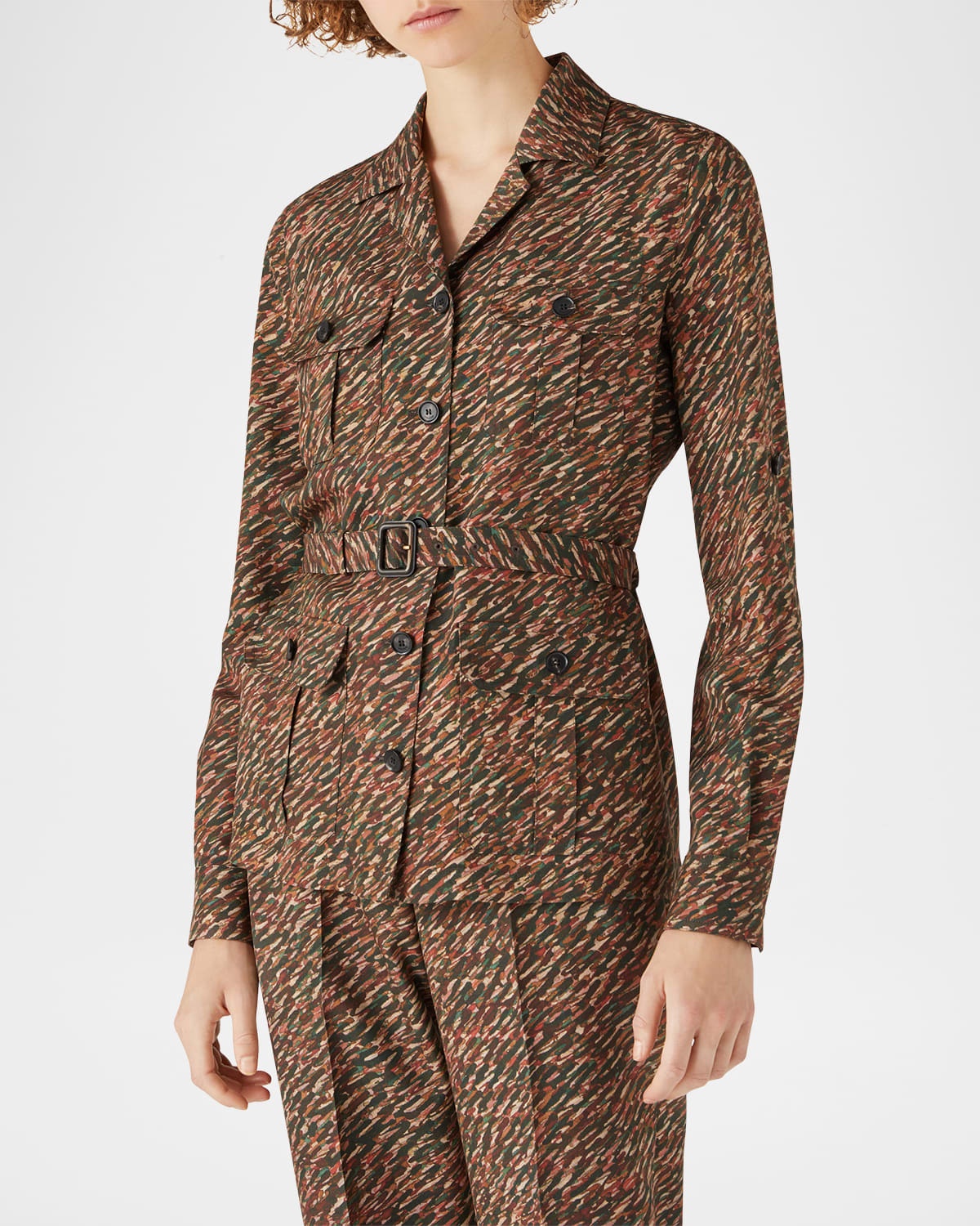 Deanna Belted Andre-Print Shirt Jacket - 3