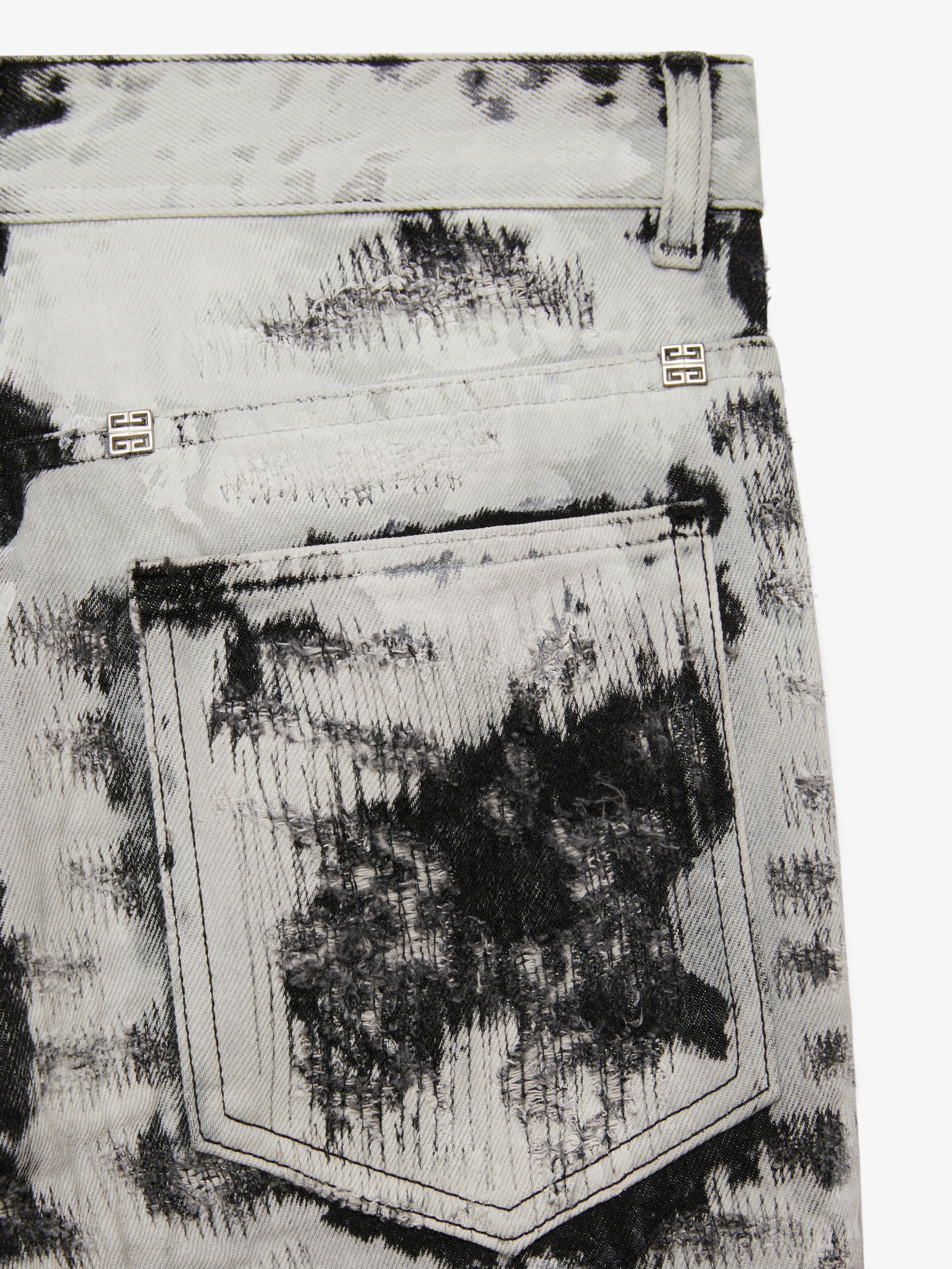 SLIM-FIT JEANS IN PAINTED DESTROYED DENIM - 6