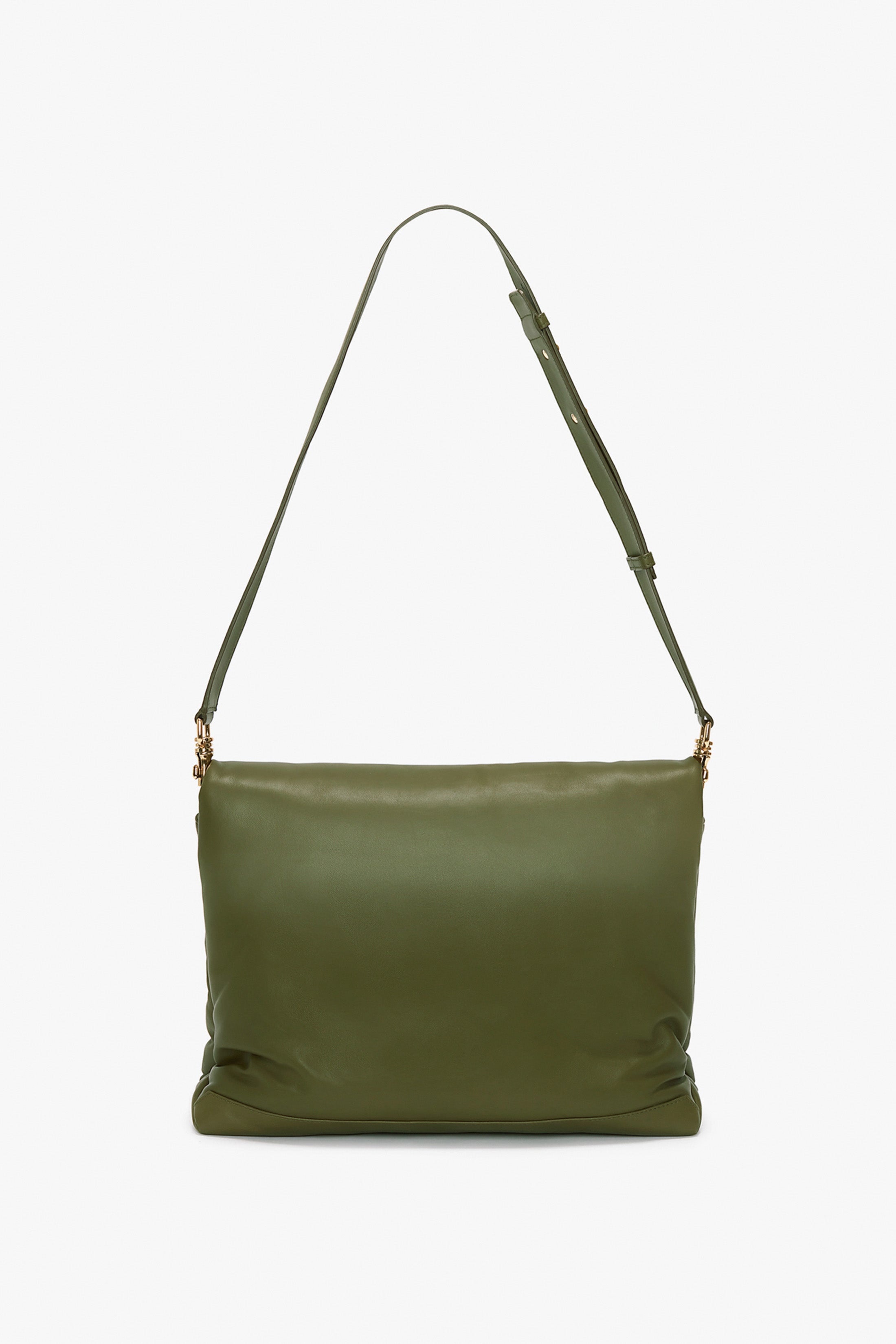 Puffy Jumbo Chain Pouch In Khaki Leather - 8