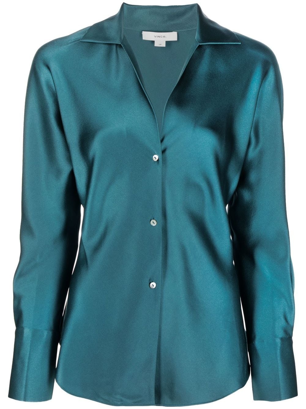 spread-collar silk shirt - 1