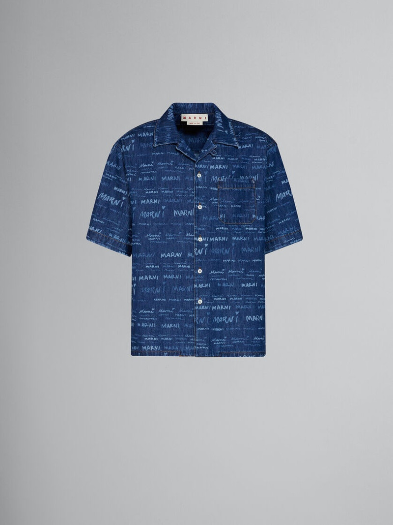 BLUE DENIM SHIRT WITH MEGA MARNI MOTIF 1