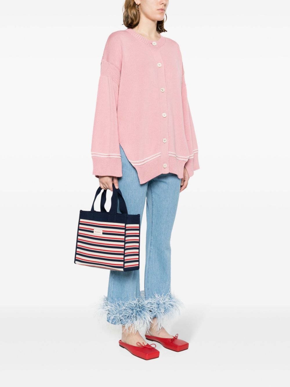 logo-patch jacquard-striped tote bag - 3