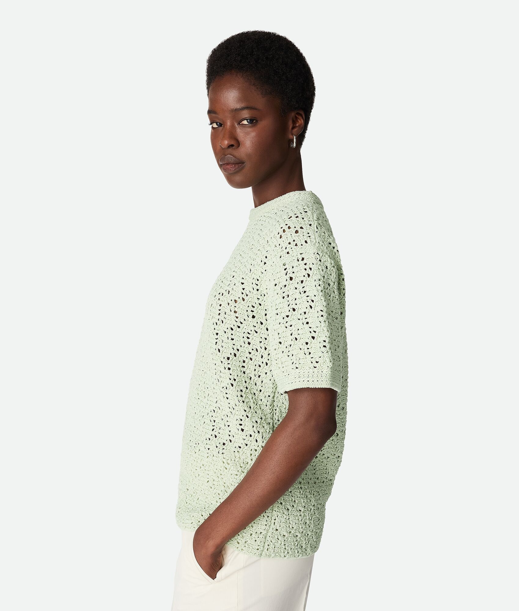 Cotton Crochet Knit T-Shirt - 2