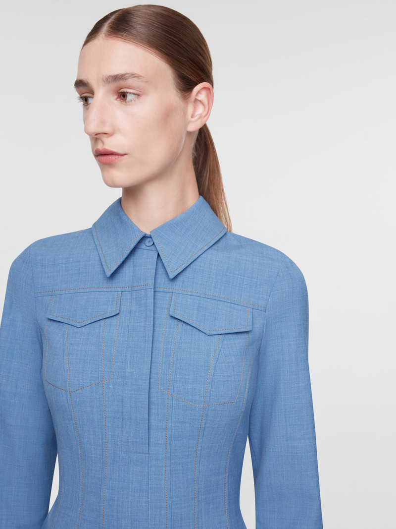 Aspyn Dress In Blue Melange Summer Wool 4