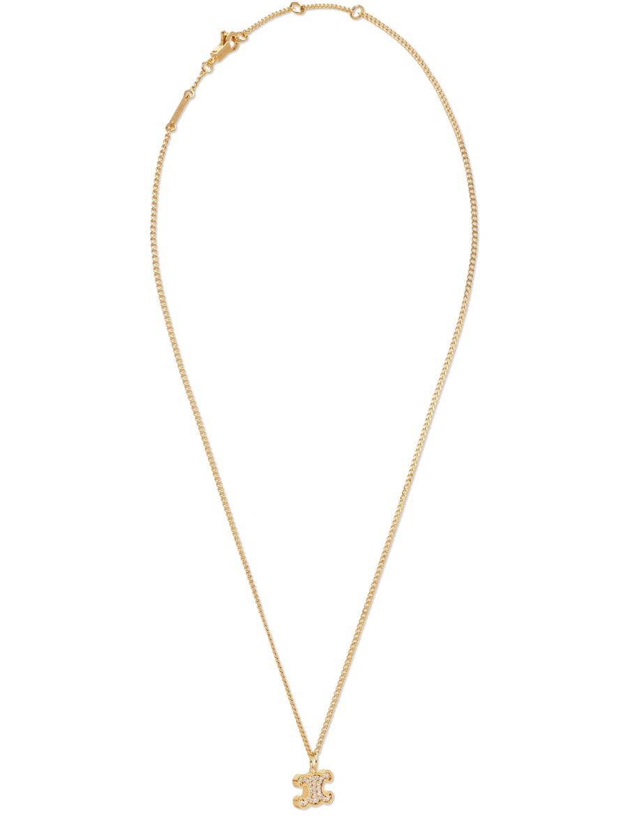 CELINE Triomphe rhinestone necklace in brass with rhodium