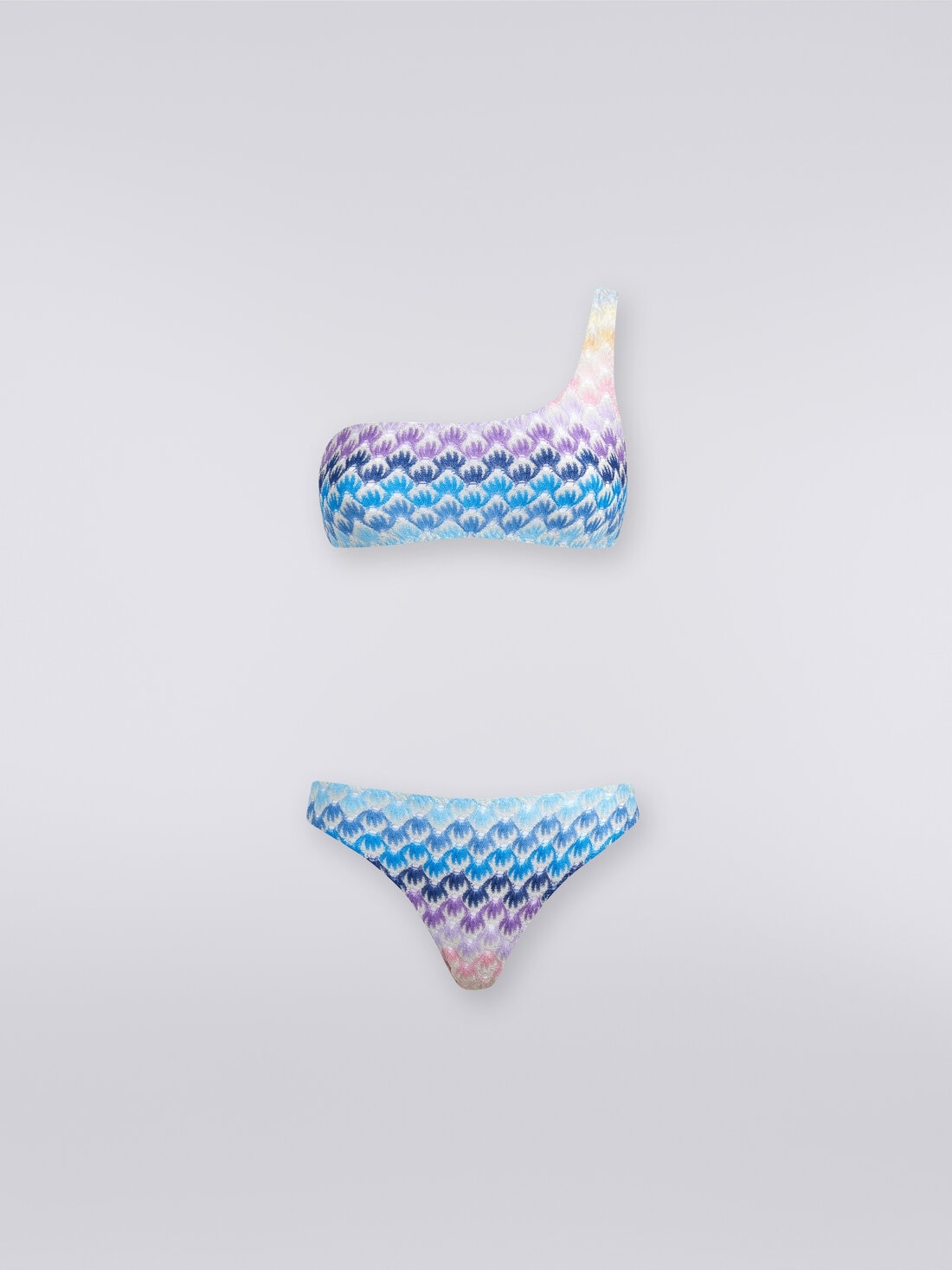 Dégradé lace-effect one-shoulder bikini with lurex - 1