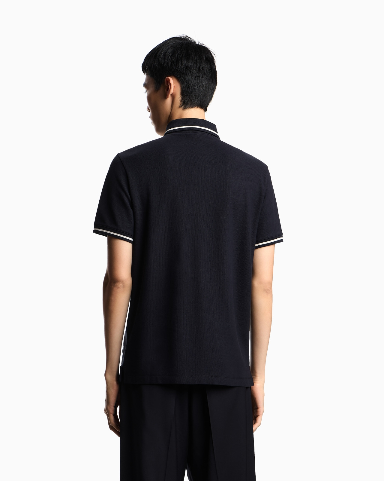 PIQUÉ POLO SHIRT WITH MICRO EAGLE EMBROIDERY AND TRIM - 3