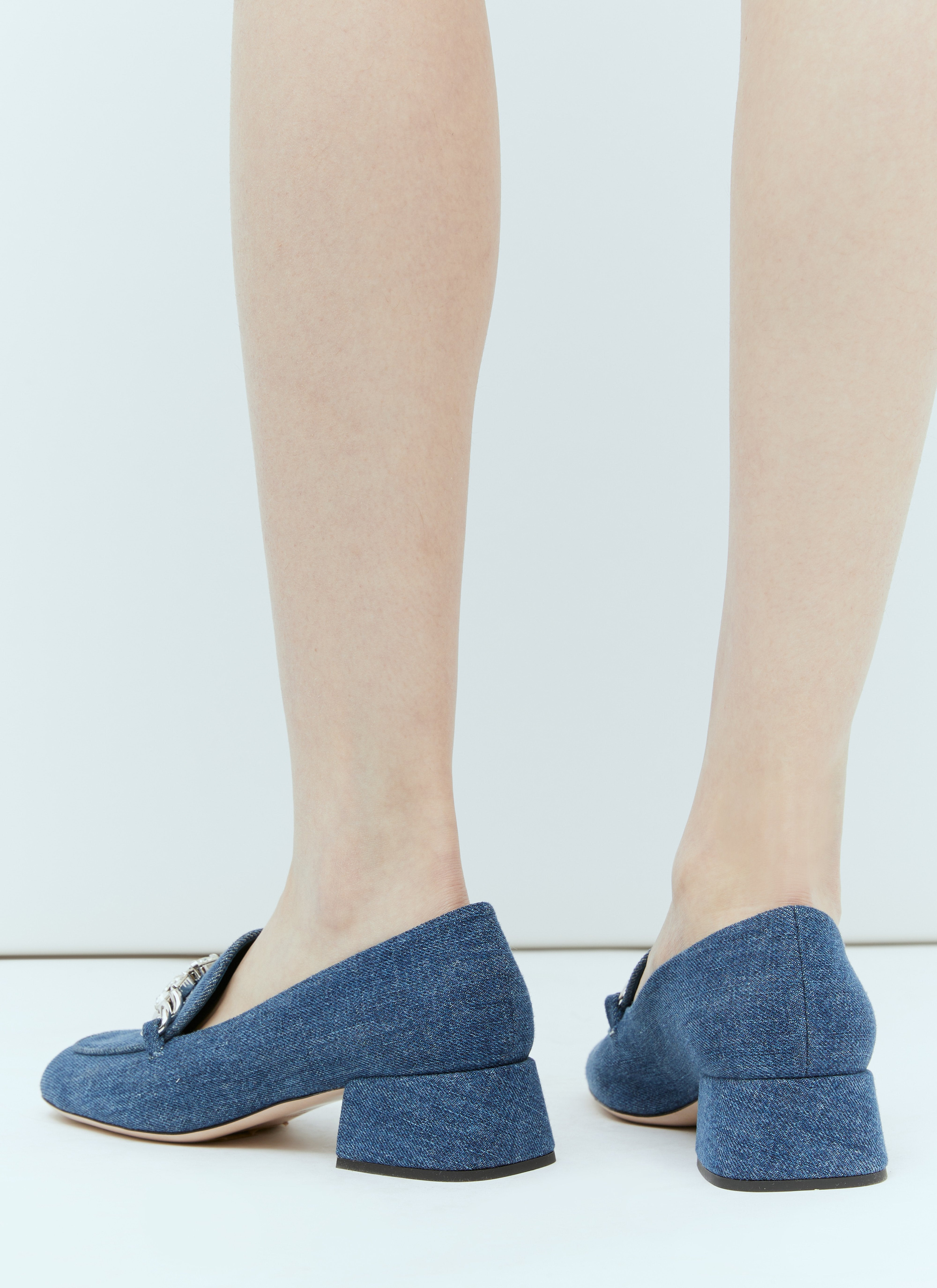 Miu Miu Women Crystal Embellished Denim Pumps - 6