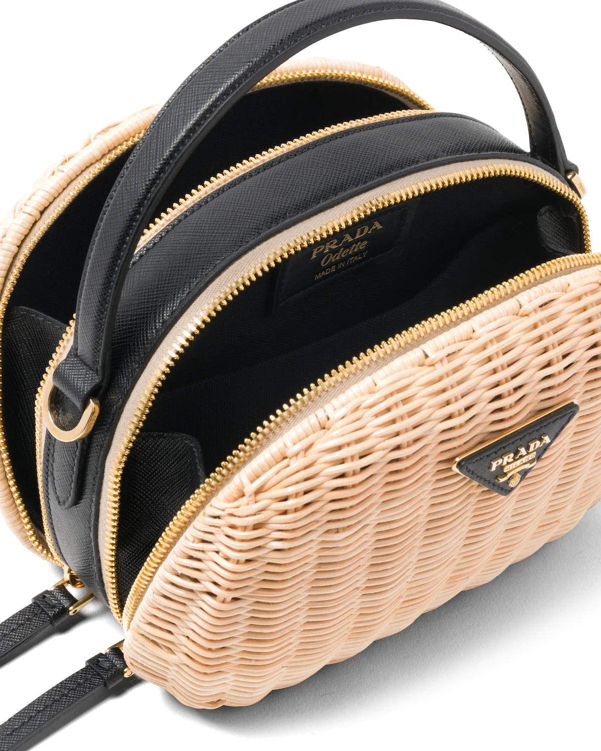 Wicker and Saffiano leather shoulder bag - 5