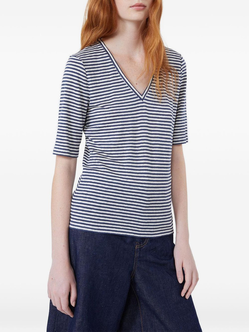 striped V-neck linenT-shirt 4