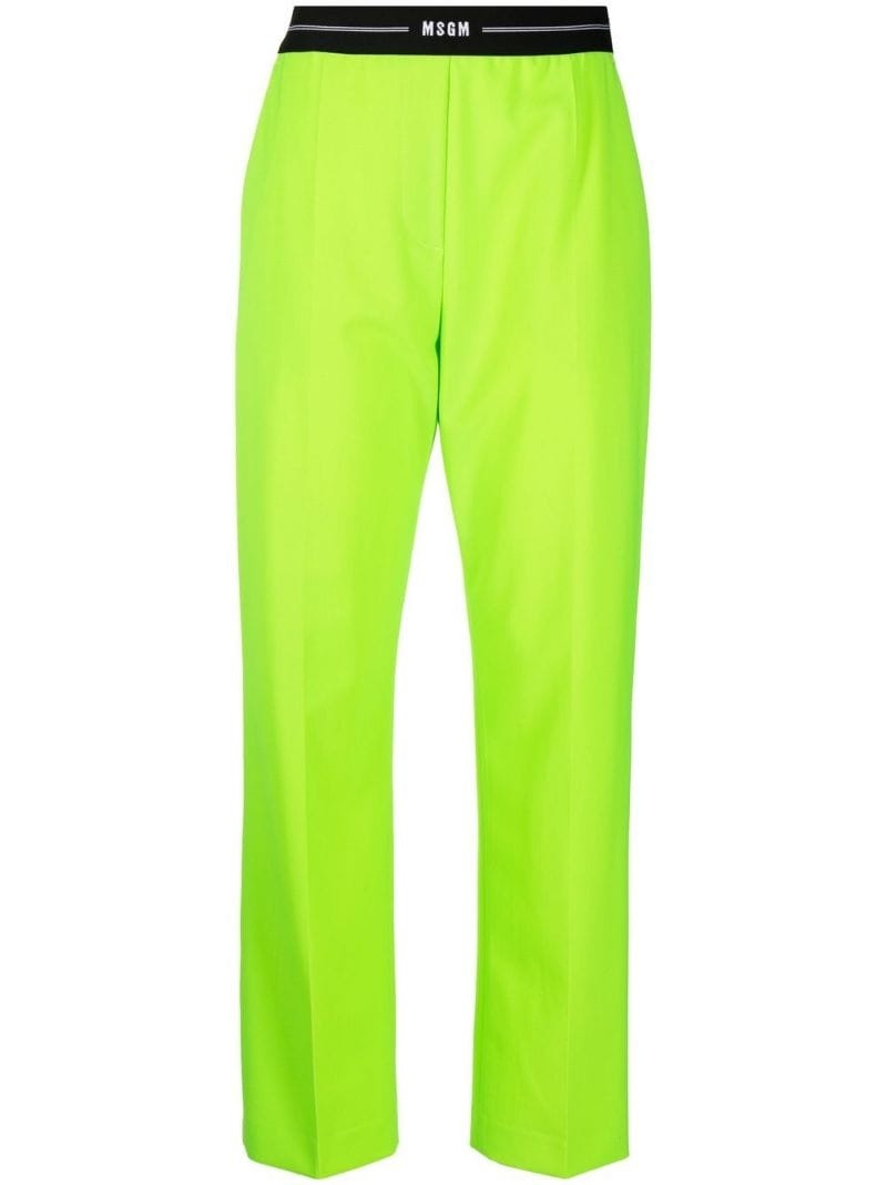 logo-waist slim tailored trousers - 1