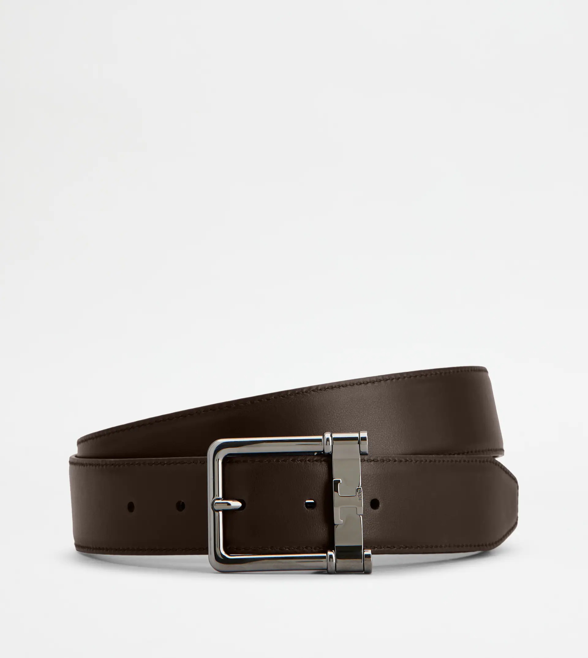 ADJUSTABLE AND REVERSIBLE BELT IN LEATHER - BROWN - 2