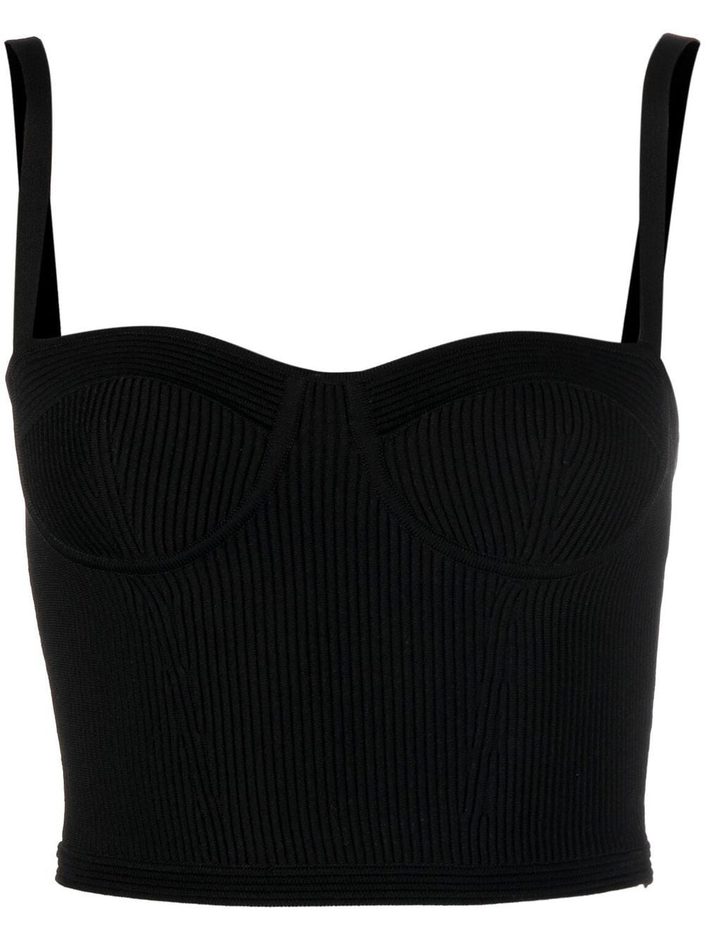 bustier-style ribbed crop top - 1
