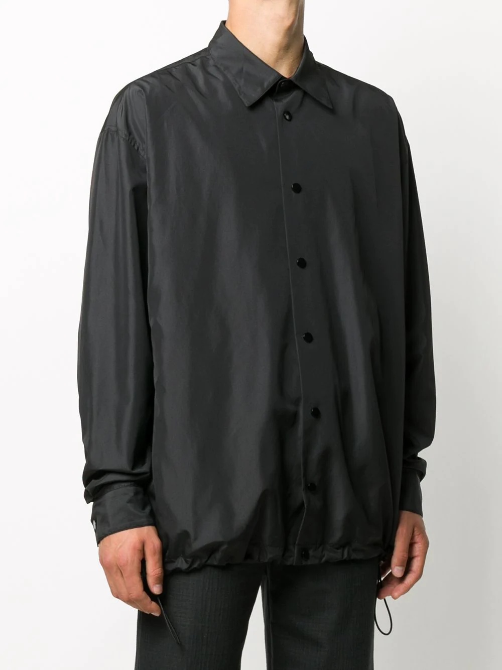 shirt-style drawstring-hem coat - 3