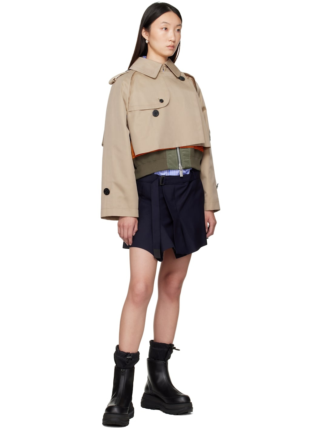 Beige Cotton Gabardine x Nylon Twill Jacket - 4