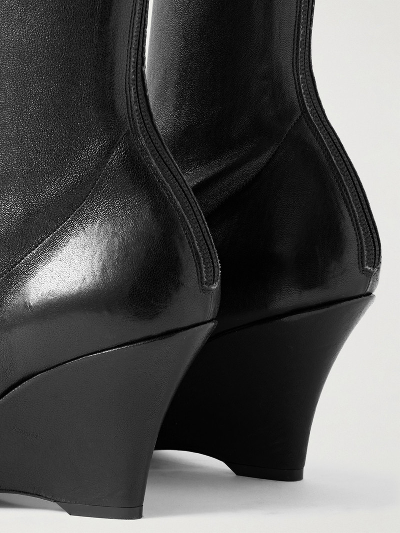 Leather Wedge Ankle Boots 4