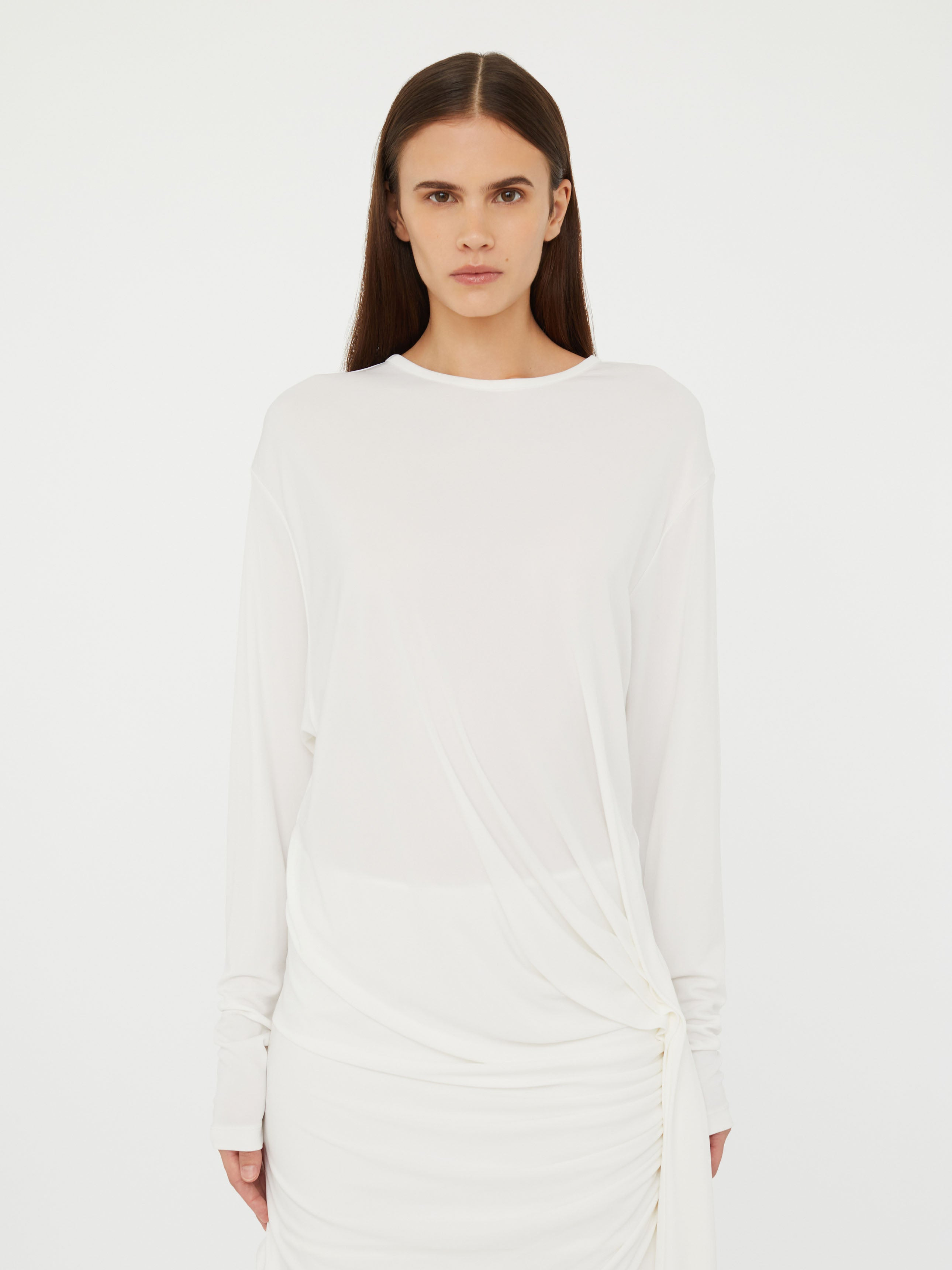 Side Cowl Drape Extension Dress - 4