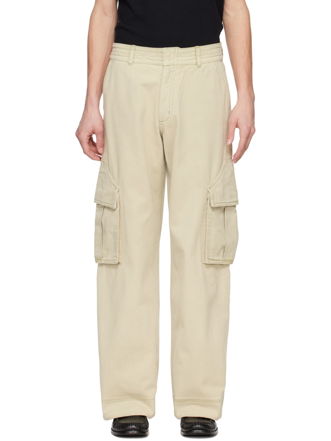 Beige Faded Cargo Pants - 1