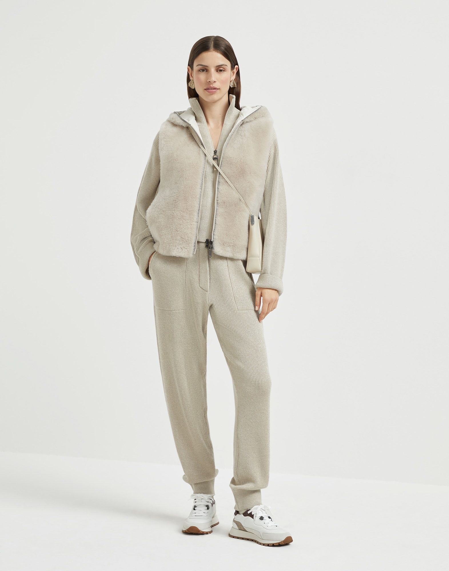 Sparkling cashmere English rib knit trousers - 4