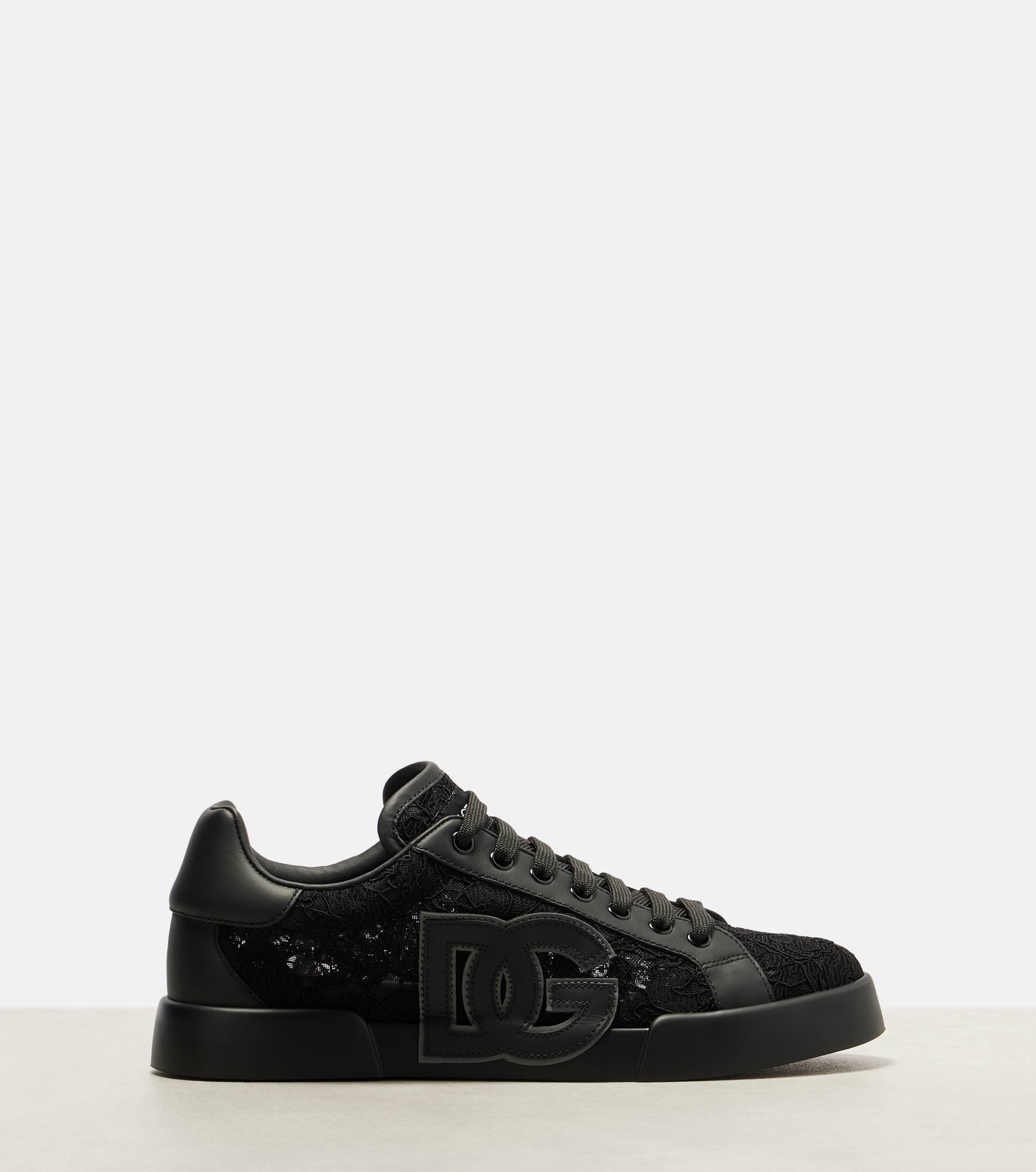 Portofino lace-trimmed leather sneakers - 4