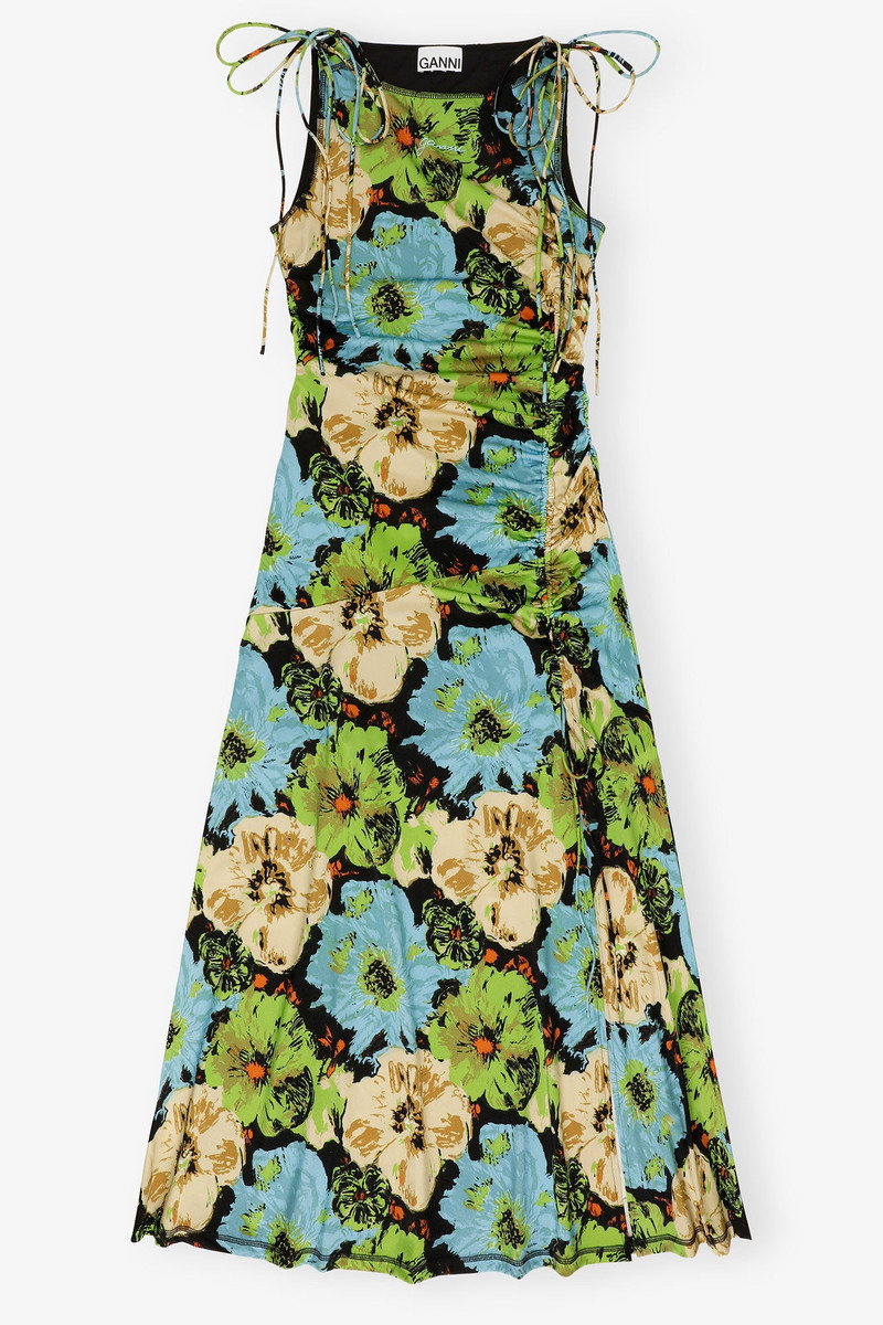 FLORAL LYCRA JERSEY GATHERED DRESS 1