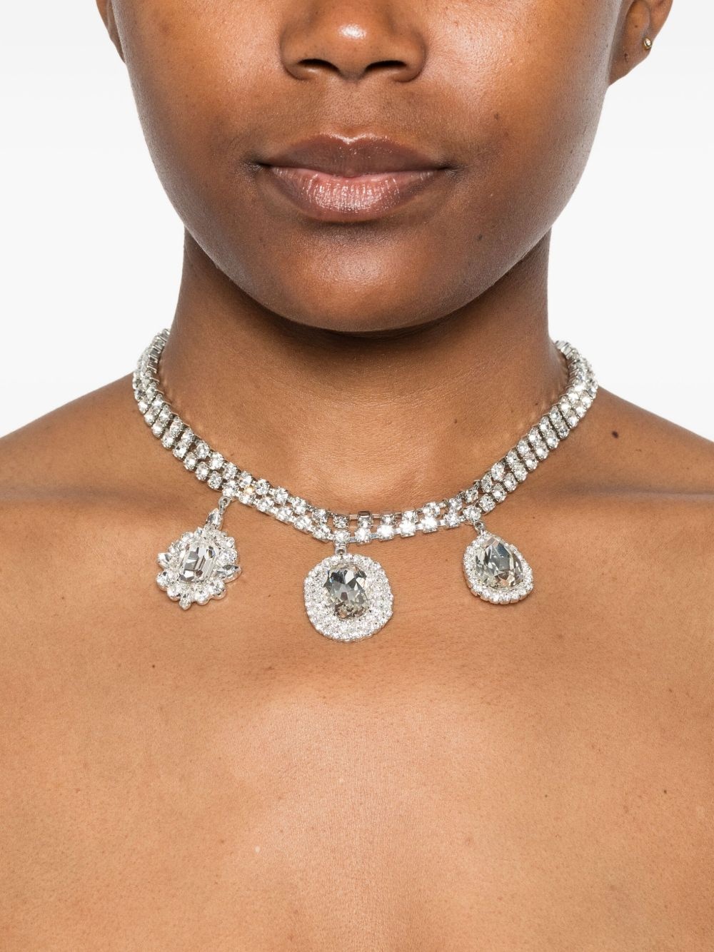 crystal-embellished double-chain necklace - 2