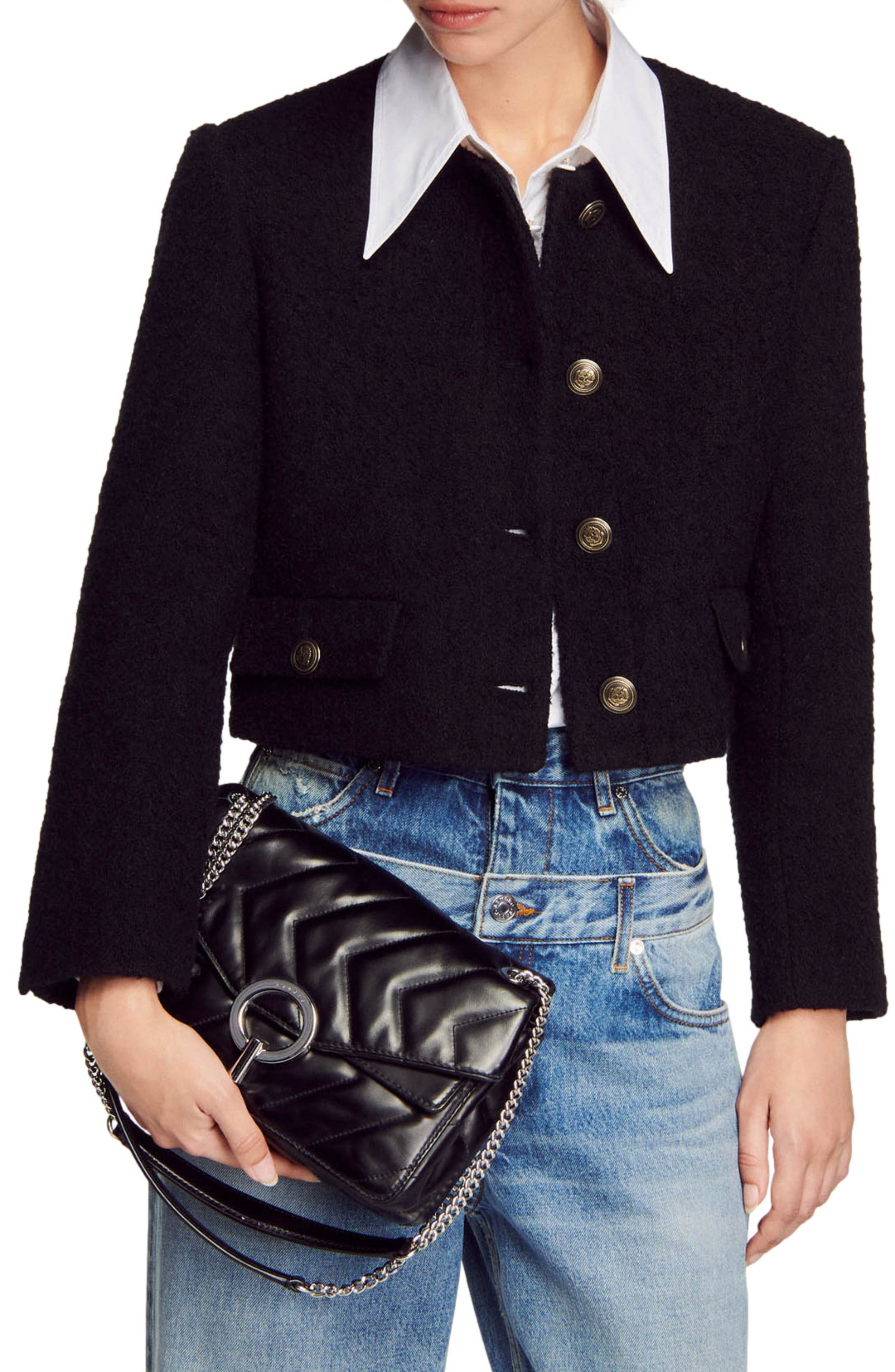 SANDRO Yza bag in certified leather in Black at Nordstrom - 7