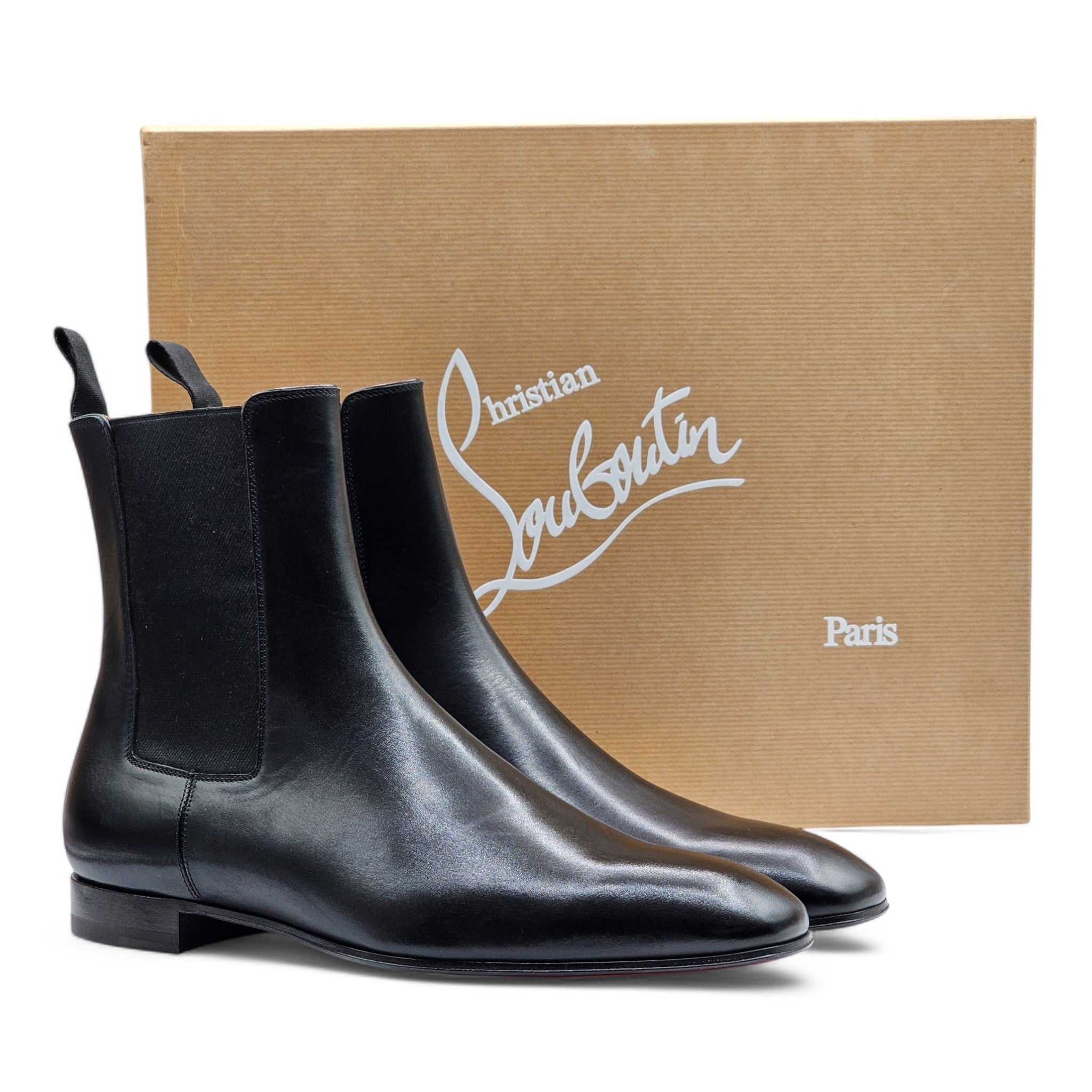 Christian Louboutin Samson Flat Boots - Leather - Black - EU 40 / US 7 - 8