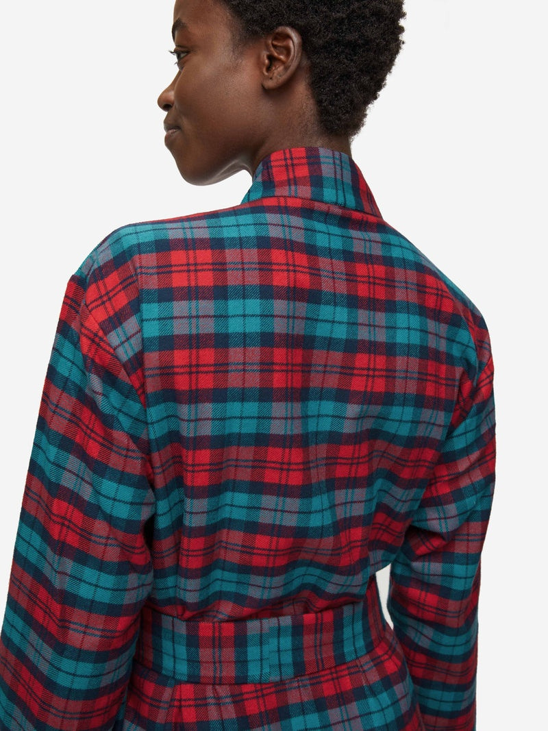 Women's Long Dressing Gown Kelburn 26 Brushed Cotton Multi 6