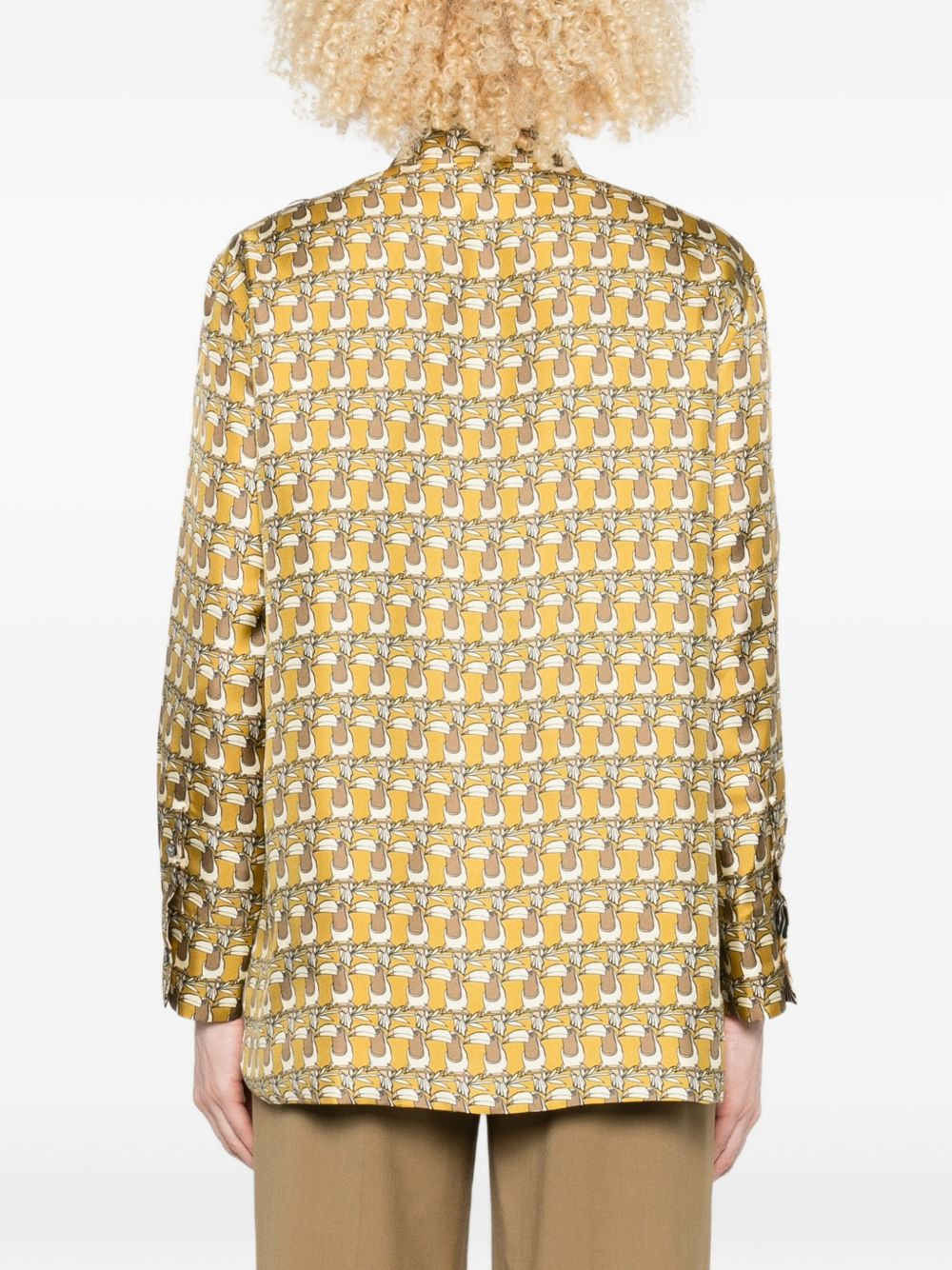 printed button-down silk shirt - 4
