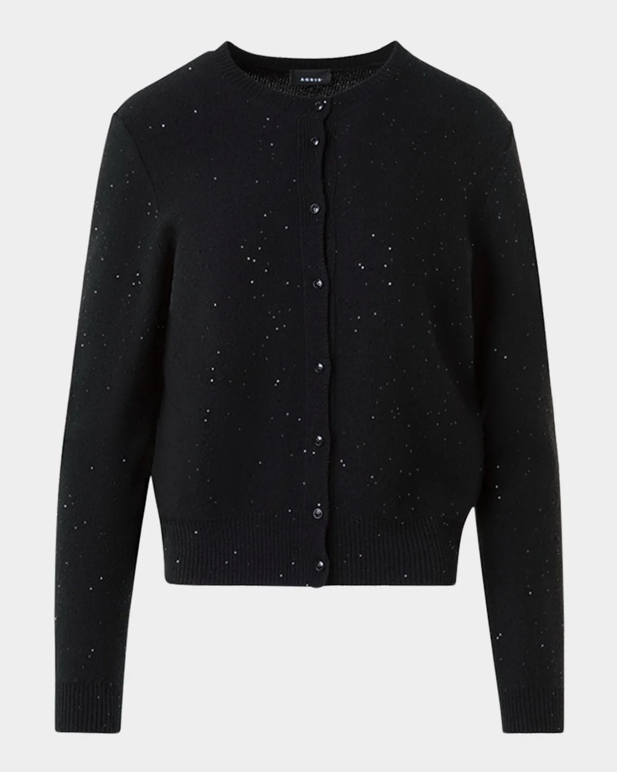 Paillette Wool-Cashmere Knit Crewneck Cardigan - 1