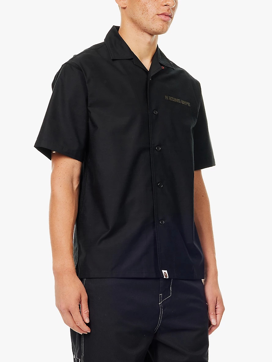 Camp-collar embroidered-graphic regular-fit cotton shirt - 3