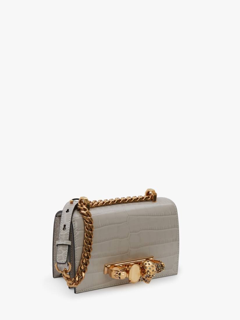 Mini Jewelled Satchel in Grey - 2