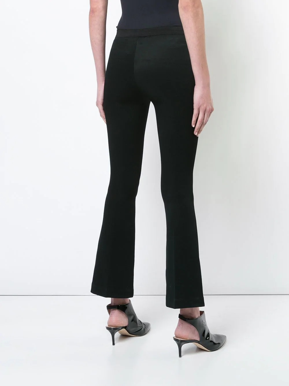 cropped flare rib trousers - 4