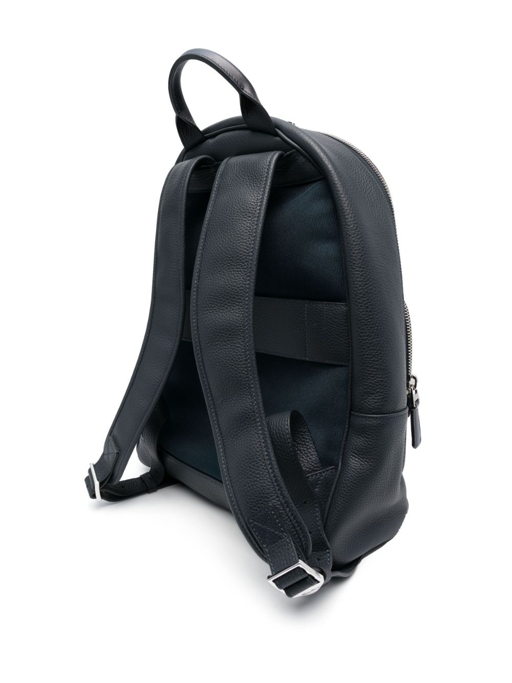 grained-texture leather backpack - 3