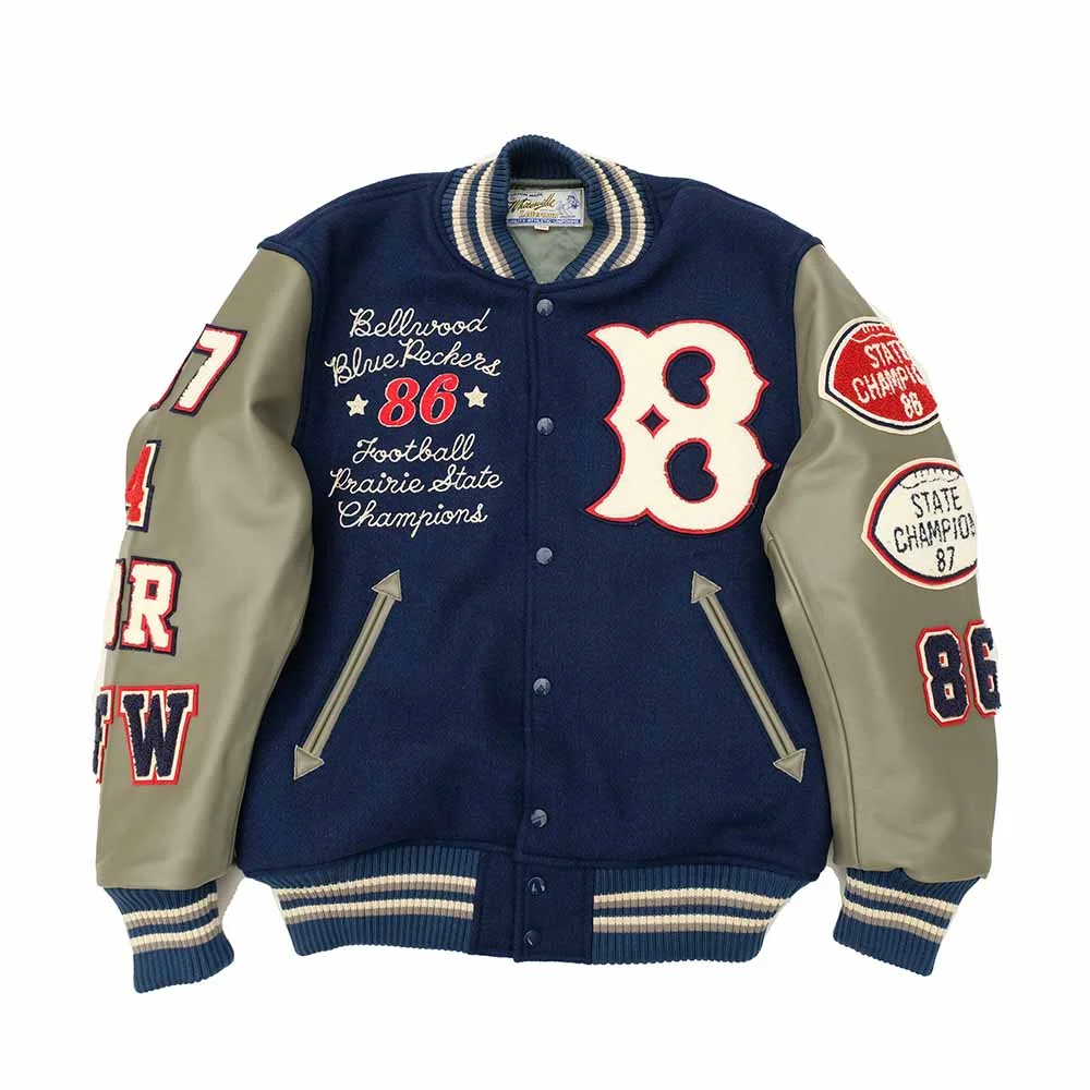 30oz. WOOL MELTON AWARD JACKET - BLUE PECKERS - WV15783 - 1