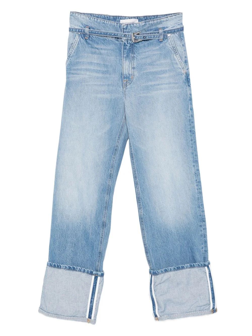 cuffed belted-waistband denim jeans - 1
