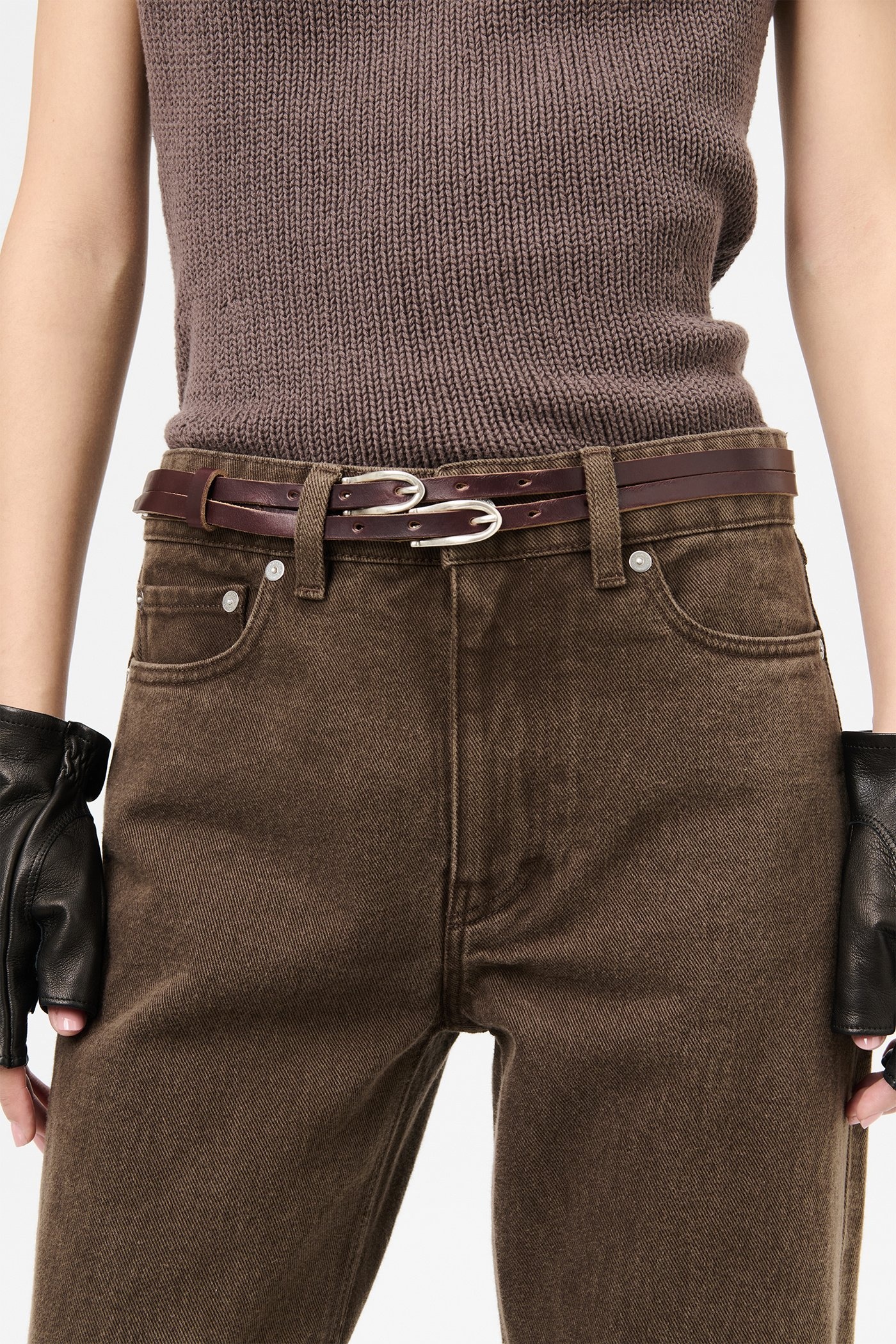 Twin Tongue Belt Burgundy Chromexcel Leather - 3