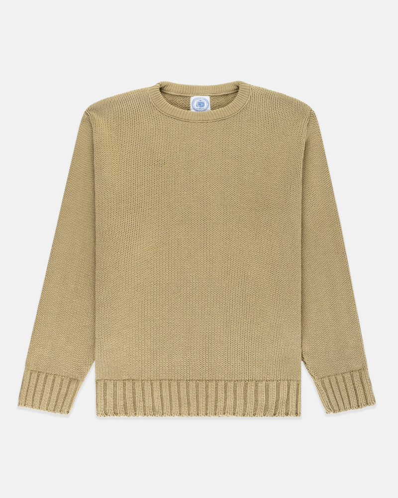 J. PRESS MADE-IN-USA TAN CHUNKY COTTON CREWNECK SWEATER outlook
