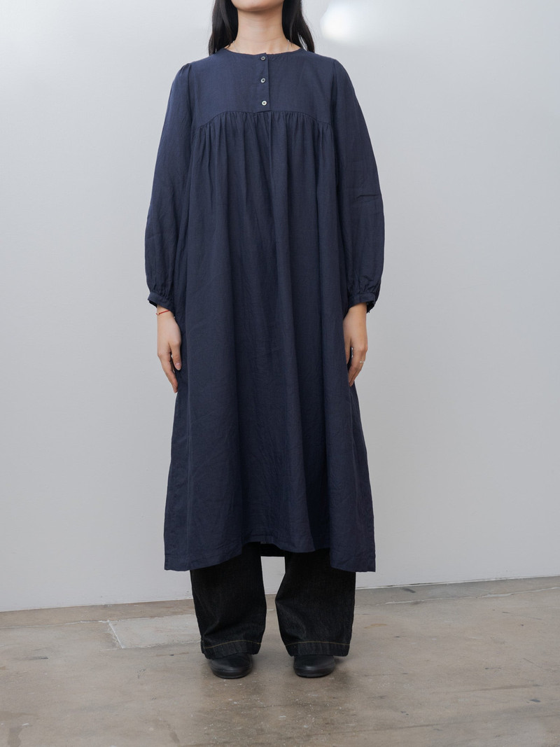 ICHI Antiquités Linen Dress - Navy outlook