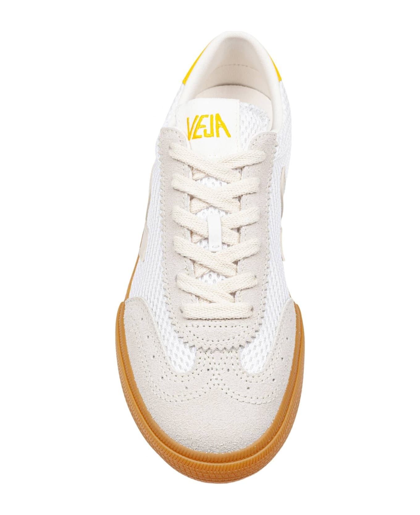 Volley Sneakers In Leather And Suede Color White And Yellow - 2