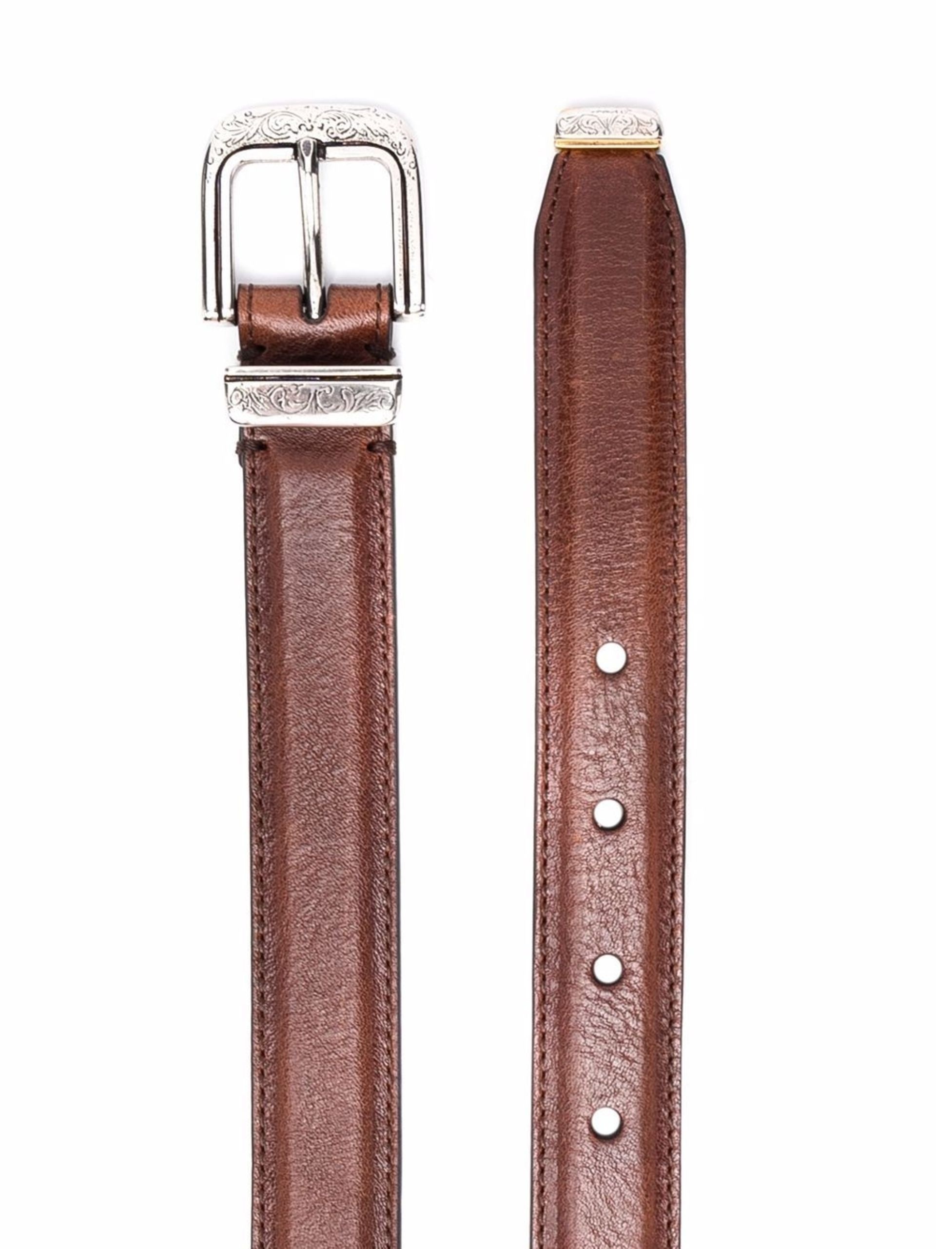 Brown Buckle Fastening Leather Belt - 2